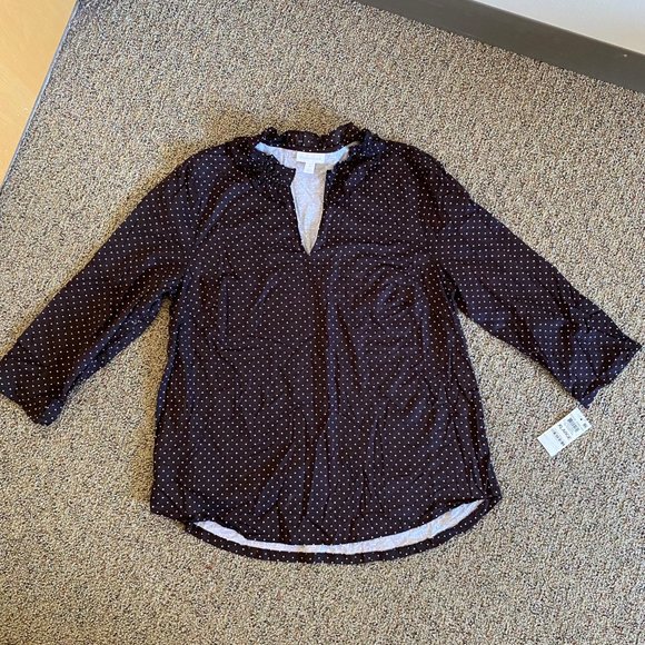 Charter Club Tops - Charter Club White/DRK CHOCOL polka dots 3/4 sleeve top